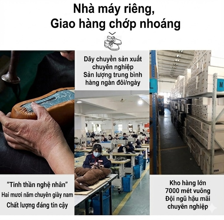 Giày Tây Buộc Dây Nam Da Bò Brogue Chiều Cao Đế Khoảng 3cm Màu Đen, Nâu chi tiết 1