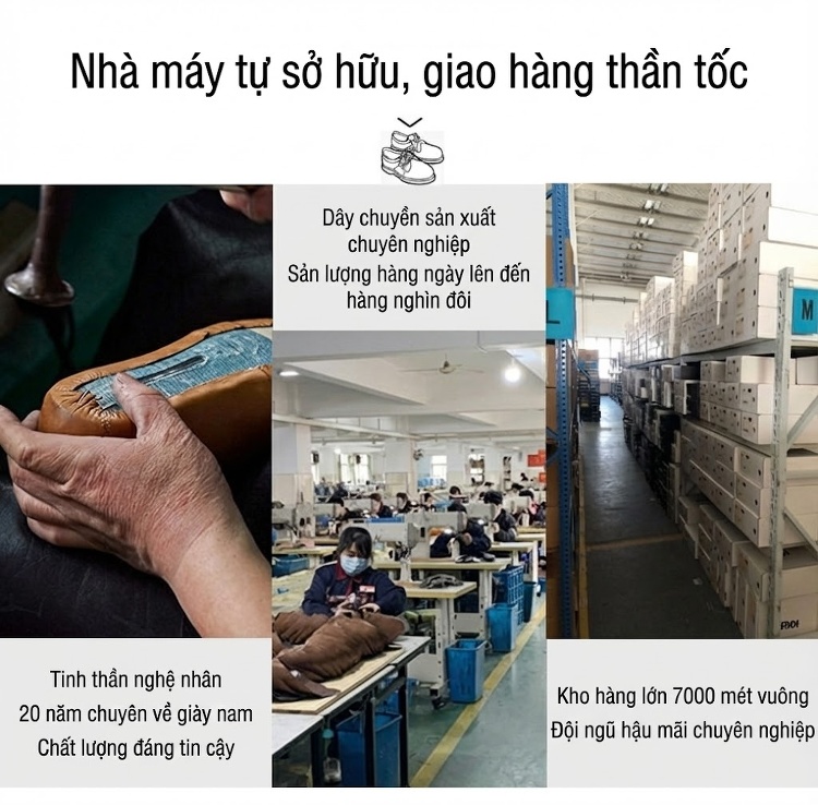 Giày Tây Buộc Dây Nam Da Bò Brogue Chiều Cao Đế Khoảng 3cm Màu Nâu, Đen chi tiết 1