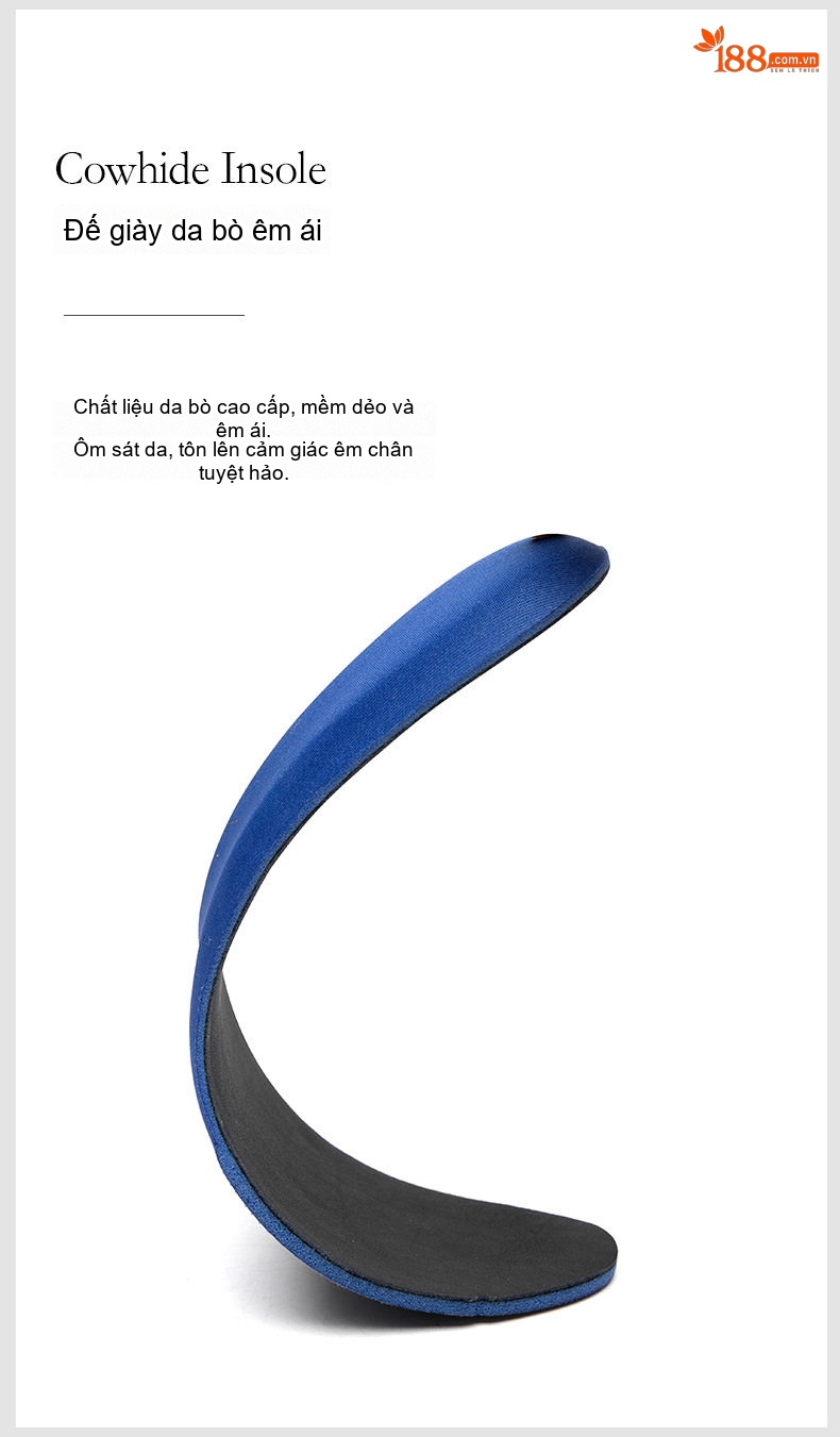 Giày Tây Buộc Dây Nam Da Bò Brogue Chiều Cao Đế Khoảng 4cm Màu Đen, Nâu chi tiết 10
