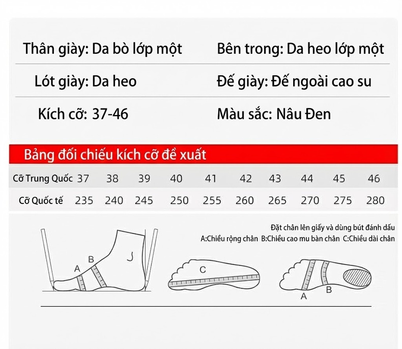 Giày Tây Buộc Dây Nam Da Bò Cao Cấp Chiều Cao Đế Khoảng 3cm Phong Cách Anh Quốc Màu Đen, Nâu chi tiết 6
