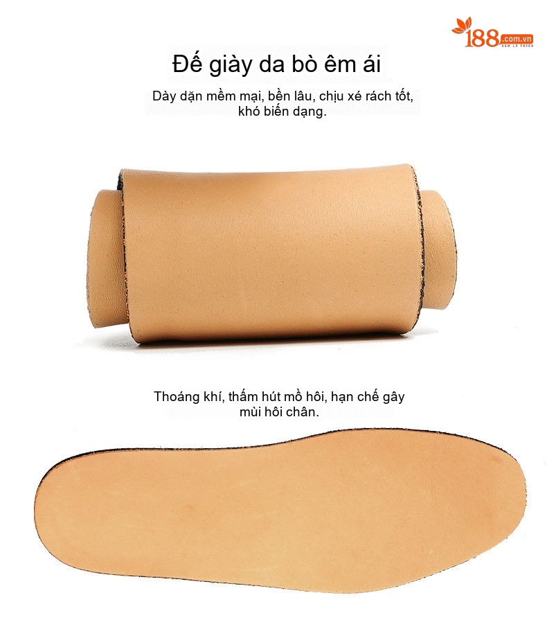 Giày Tây Buộc Dây Nam Da Bò Chạm Khắc Chiều Cao Đế Khoảng 3cm Màu Nâu, Đen chi tiết 11