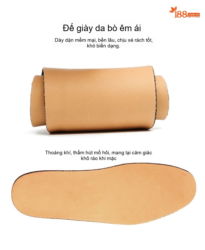 Giày Tây Buộc Dây Nam Da Bò Chạm Khắc Chiều Cao Đế Khoảng 3cm Màu Nâu, Đen chi tiết 25
