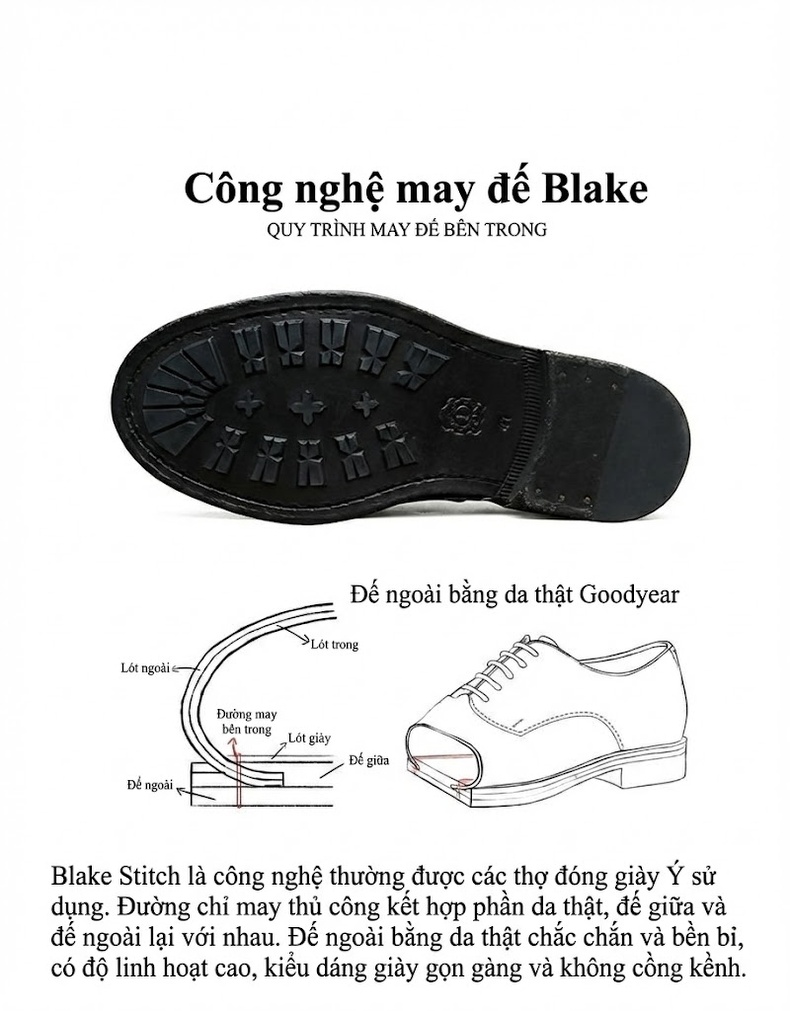 Giày Tây Buộc Dây Nam Da Bò Chạm Khắc Chiều Cao Đế Khoảng 3cm Màu Nâu, Đen chi tiết 6