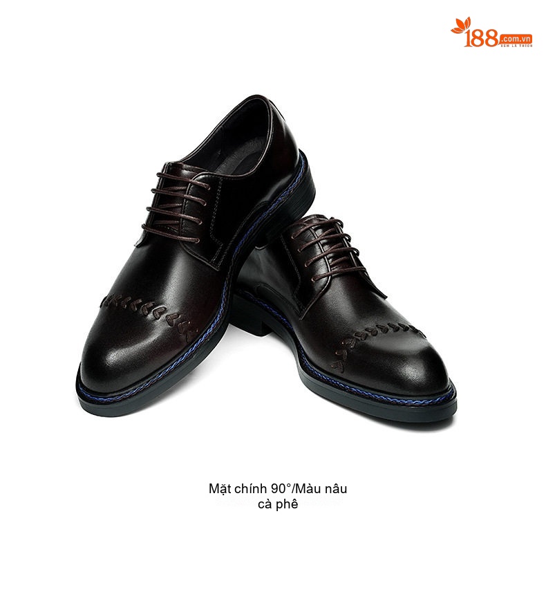 Giày Tây Buộc Dây Nam Da Bò Chiều Cao Đế Khoảng 3cm Màu Đen chi tiết 11