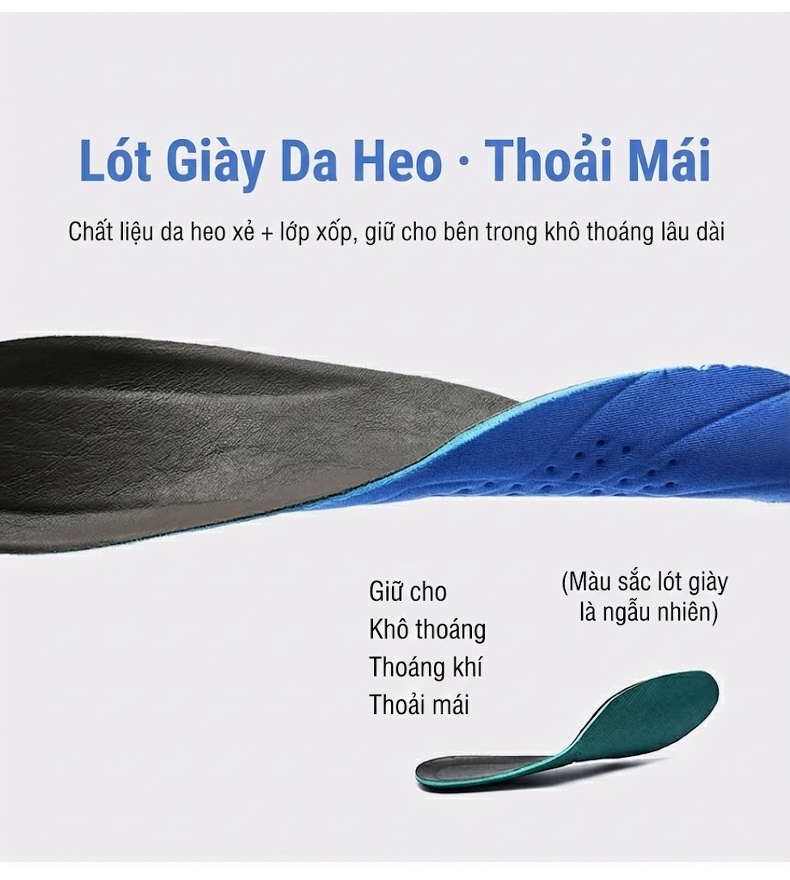 Giày Tây Buộc Dây Nam Da Bò Chiều Cao Đế Khoảng 3cm Màu Đen, Nâu chi tiết 12