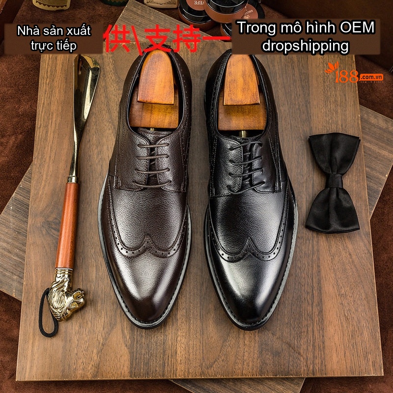 Giày Tây Buộc Dây Nam Da Bò Chiều Cao Đế Khoảng 3cm Màu Đen, Nâu