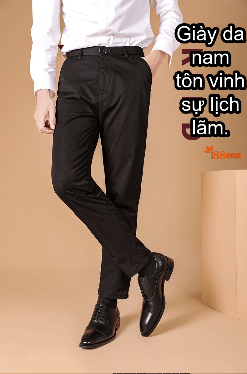 Giày Tây Buộc Dây Nam Da Bò Chiều Cao Đế Khoảng 3cm Màu Nâu chi tiết 9
