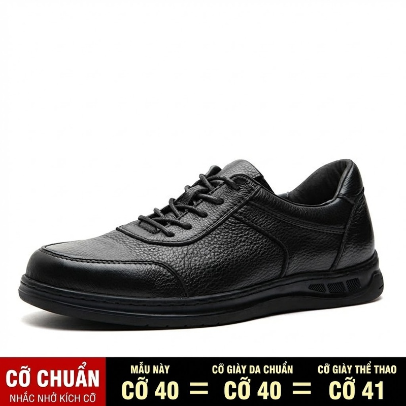 Giày Tây Buộc Dây Nam Da Bò Chiều Cao Đế Khoảng 3cm Màu Nâu, Đen