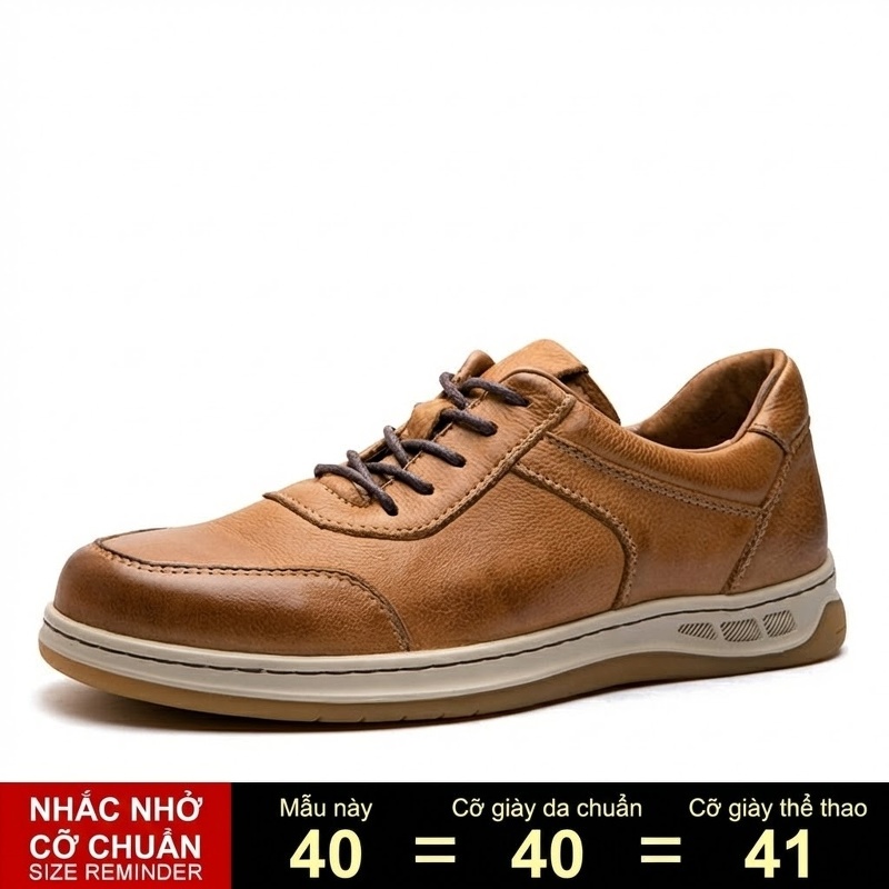 Giày Tây Buộc Dây Nam Da Bò Chiều Cao Đế Khoảng 3cm Màu Nâu, Đen