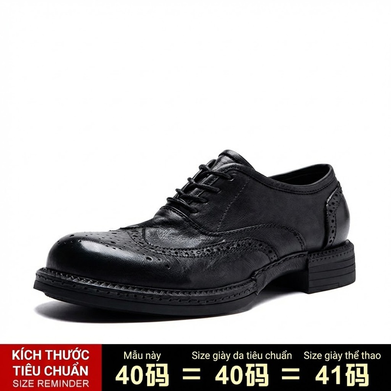 Giày Tây Buộc Dây Nam Da Bò Chiều Cao Đế Khoảng 3cm Màu Nâu, Đen