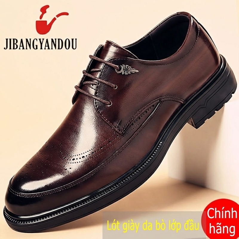 Giày Tây Buộc Dây Nam Da Bò Chiều Cao Đế Khoảng 3cm Màu Nâu, Đen chi tiết 10