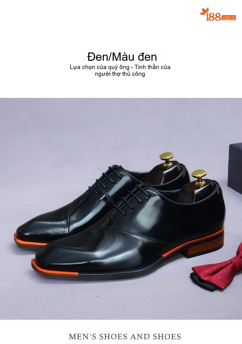 Giày Tây Buộc Dây Nam Da Bò Chiều Cao Đế Khoảng 3cm Màu Nâu, Đen chi tiết 15
