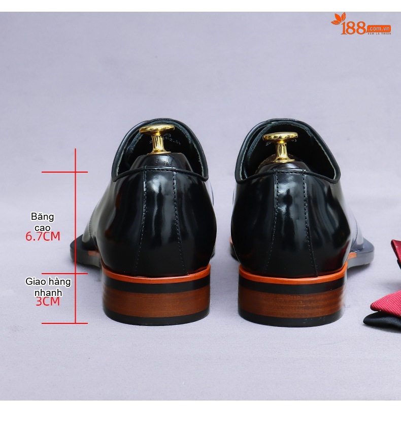 Giày Tây Buộc Dây Nam Da Bò Chiều Cao Đế Khoảng 3cm Màu Nâu, Đen chi tiết 20