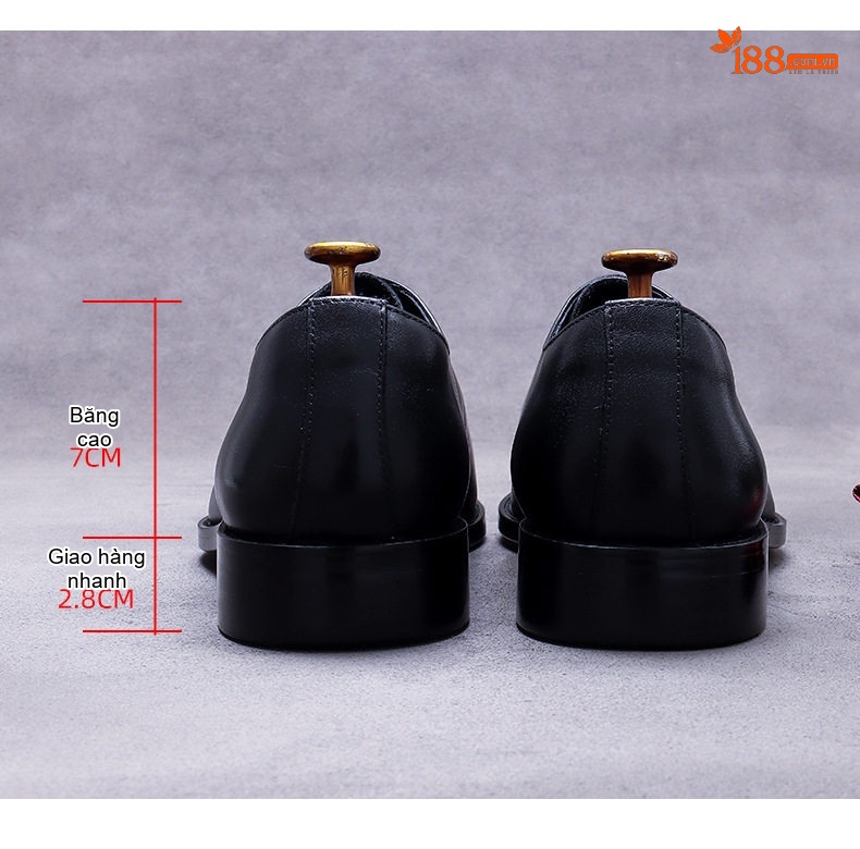 Giày Tây Buộc Dây Nam Da Bò Chiều Cao Đế Khoảng 3cm Màu Nâu, Đen chi tiết 17