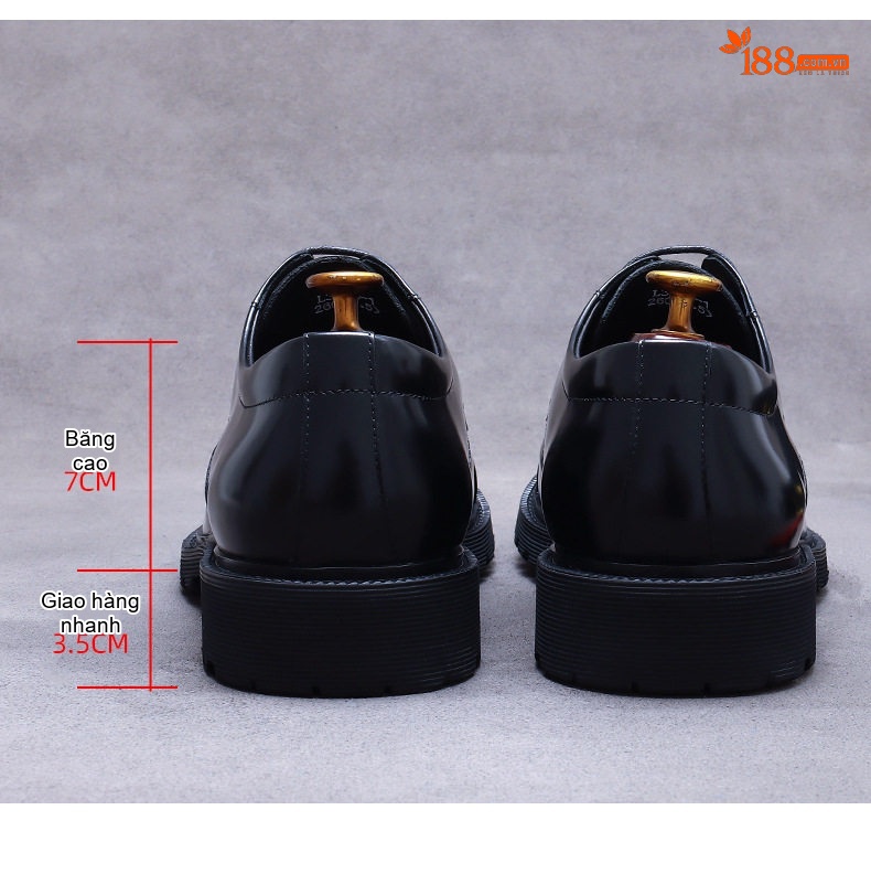 Giày Tây Buộc Dây Nam Da Bò Chiều Cao Đế Khoảng 3cm Màu Nâu, Đen chi tiết 18