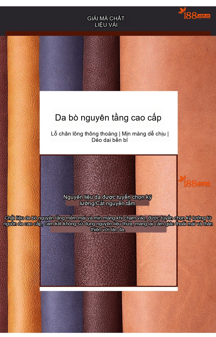 Giày Tây Buộc Dây Nam Da Bò Chiều Cao Đế Khoảng 4cm Màu Nâu, Đen, Xanh Lá chi tiết 5