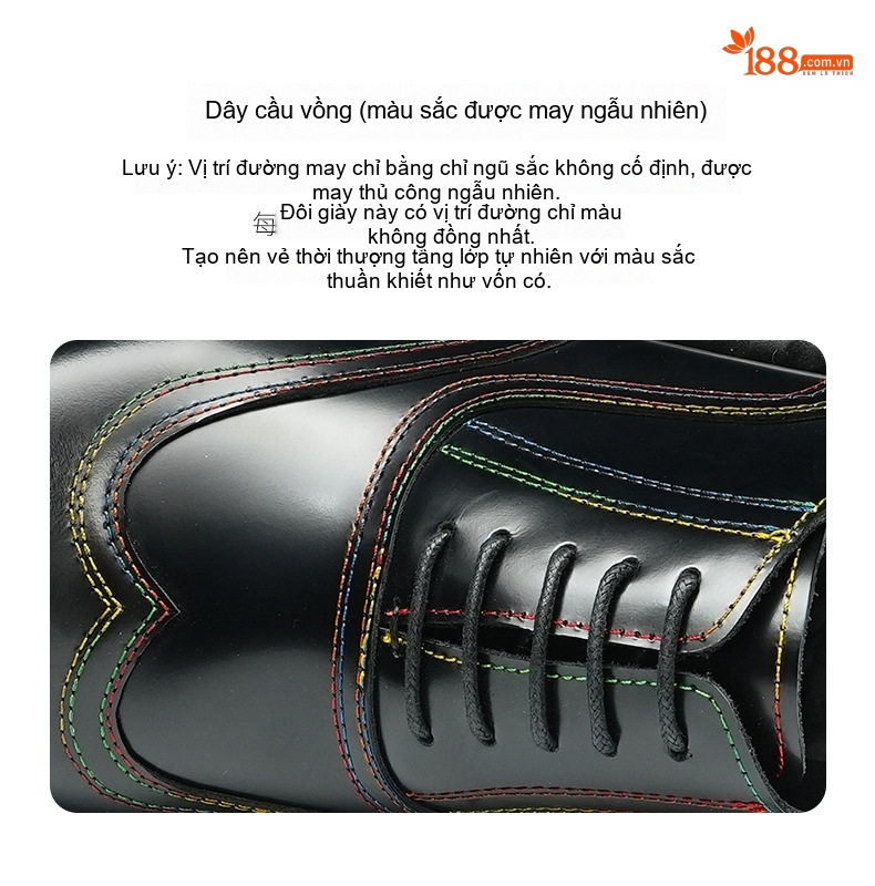 Giày Tây Buộc Dây Nam Da Bò Chiều Cao Đế Khoảng 4cm Phong Cách Anh Quốc Màu Đen, Nâu chi tiết 2