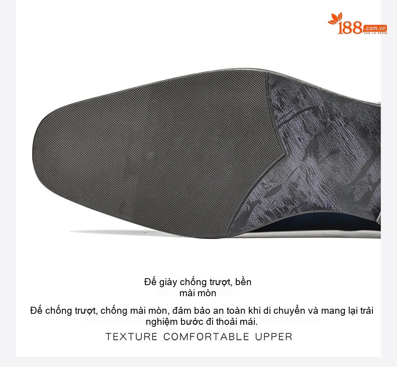 Giày Tây Buộc Dây Nam Da Bò Chiều Cao Đế Khoảng 3cm Màu Nâu, Đen, Xanh Navy chi tiết 4