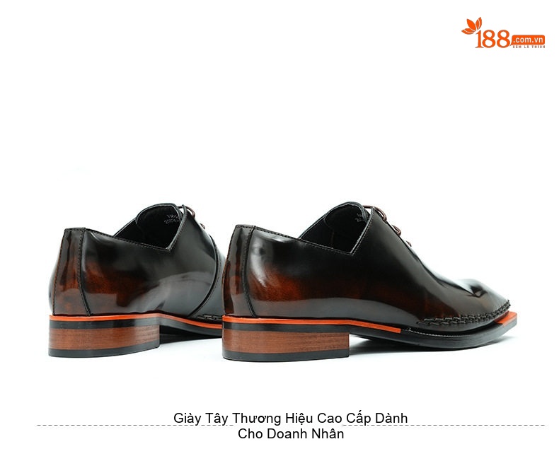 Giày Tây Buộc Dây Nam Da Bò Da Bóng Cao Cấp Chiều Cao Đế Khoảng 3cm Màu Đen, Nâu chi tiết 14