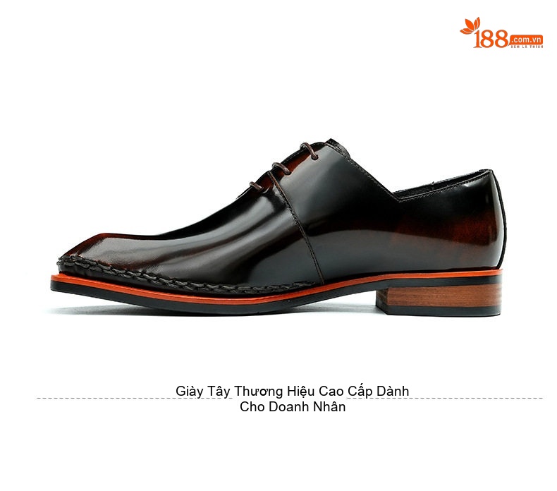 Giày Tây Buộc Dây Nam Da Bò Da Bóng Cao Cấp Chiều Cao Đế Khoảng 3cm Màu Đen, Nâu chi tiết 15