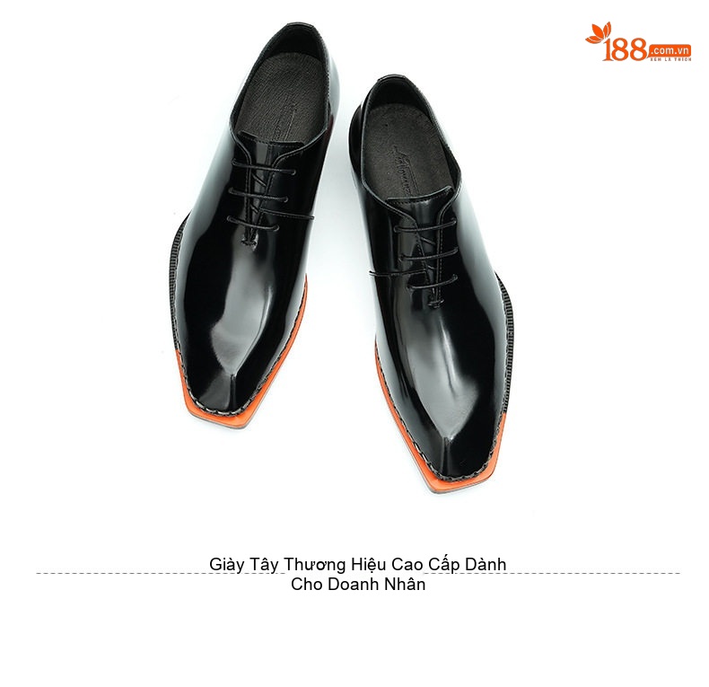 Giày Tây Buộc Dây Nam Da Bò Da Bóng Cao Cấp Chiều Cao Đế Khoảng 3cm Màu Đen, Nâu chi tiết 16