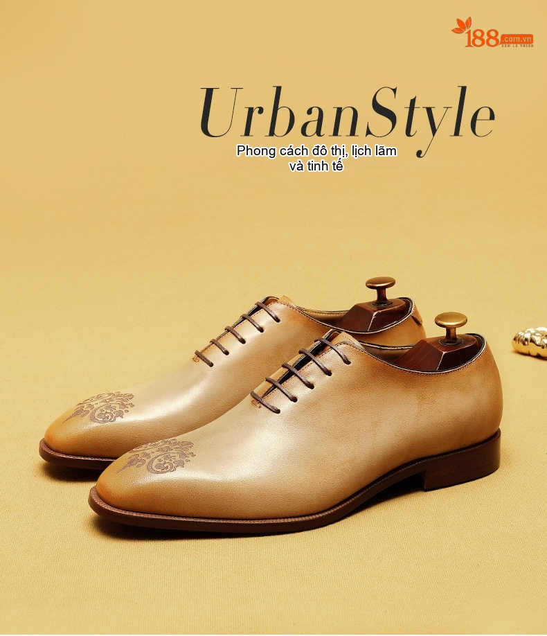 Giày Tây Buộc Dây Nam Da Bò Dáng Oxford Chiều Cao Đế Khoảng 3cm Màu Đen, Nâu chi tiết 1