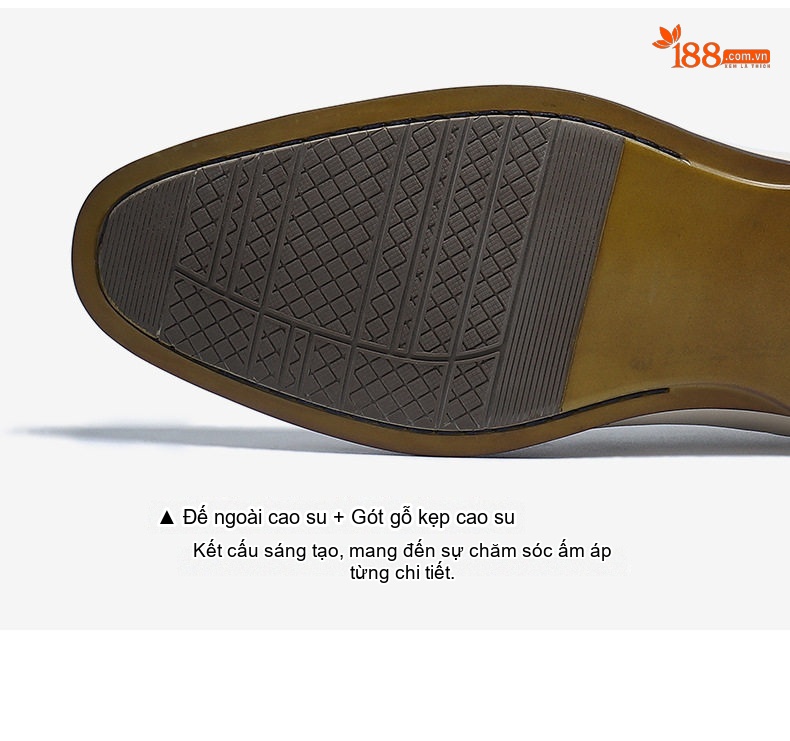 Giày Tây Buộc Dây Nam Da Bò Dập Lỗ Chiều Cao Đế Khoảng 3cm Màu Trắng chi tiết 10