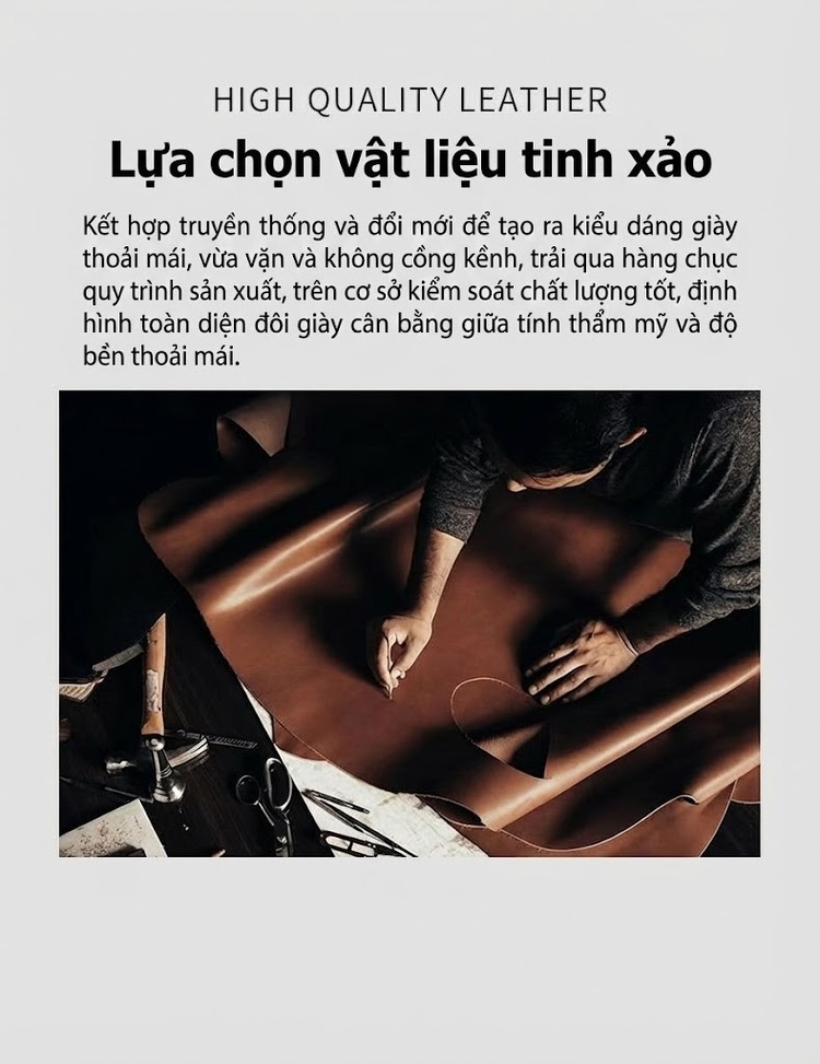Giày Tây Buộc Dây Nam Da Bò Dập Vân Cá Sấu Chiều Cao Đế Khoảng 4cm Màu Đen, Nâu chi tiết 2