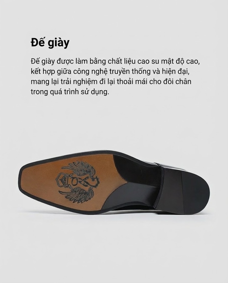 Giày Tây Buộc Dây Nam Da Bò Dập Vân Cá Sấu Chiều Cao Đế Khoảng 4cm Màu Đen, Nâu chi tiết 18