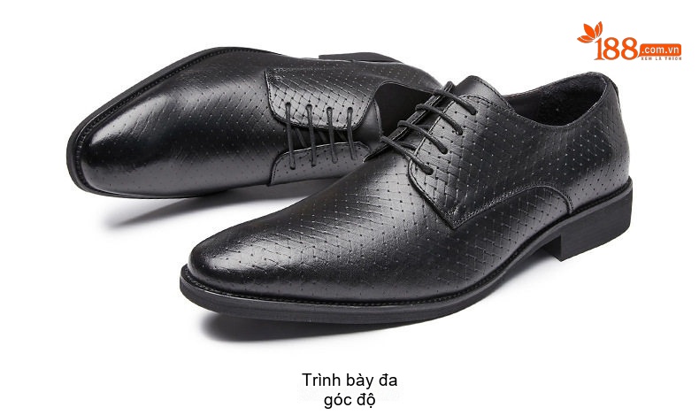 Giày Tây Buộc Dây Nam Da Bò Dập Vân Chiều Cao Đế Khoảng 3cm Màu Đen, Nâu chi tiết 24