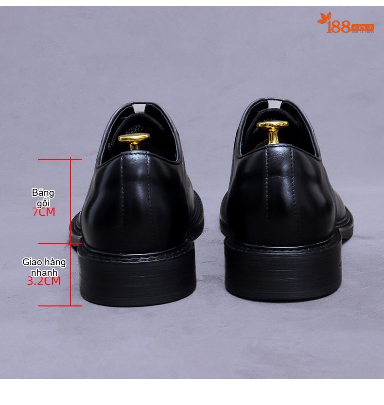 Giày Tây Buộc Dây Nam Da Bò Đầu Tròn Chiều Cao Đế Khoảng 3cm Phong Cách Anh Quốc Màu Đen, Nâu chi tiết 17