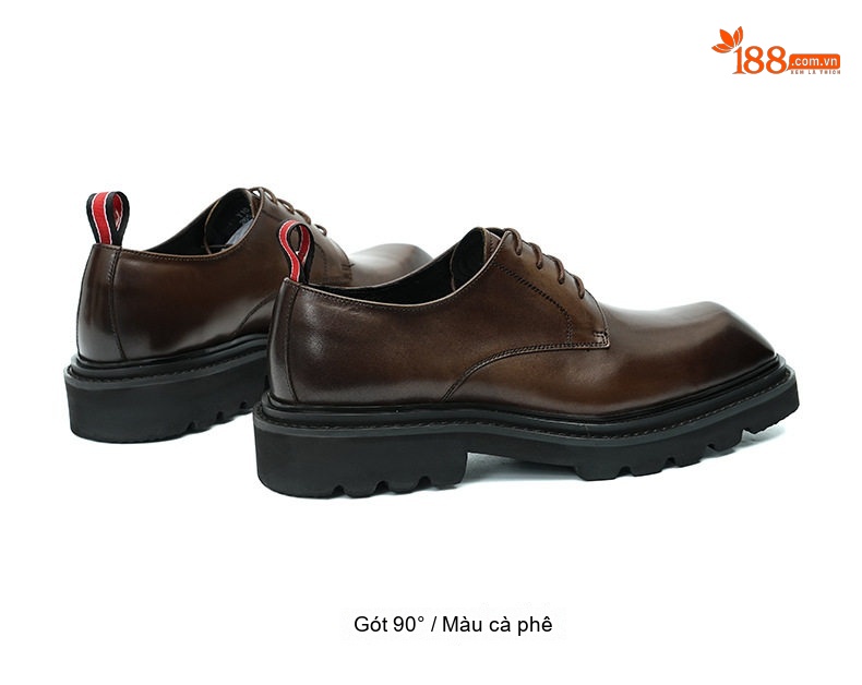 Giày Tây Buộc Dây Nam Da Bò Đế Vuông Chiều Cao Đế Khoảng 4cm Màu Đen, Nâu chi tiết 12