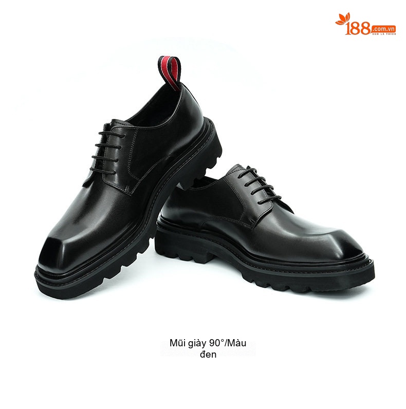 Giày Tây Buộc Dây Nam Da Bò Đế Vuông Chiều Cao Đế Khoảng 4cm Màu Đen, Nâu chi tiết 15