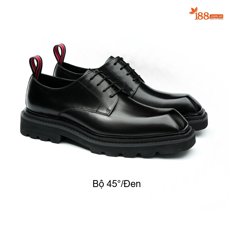 Giày Tây Buộc Dây Nam Da Bò Đế Vuông Chiều Cao Đế Khoảng 4cm Màu Đen, Nâu chi tiết 16