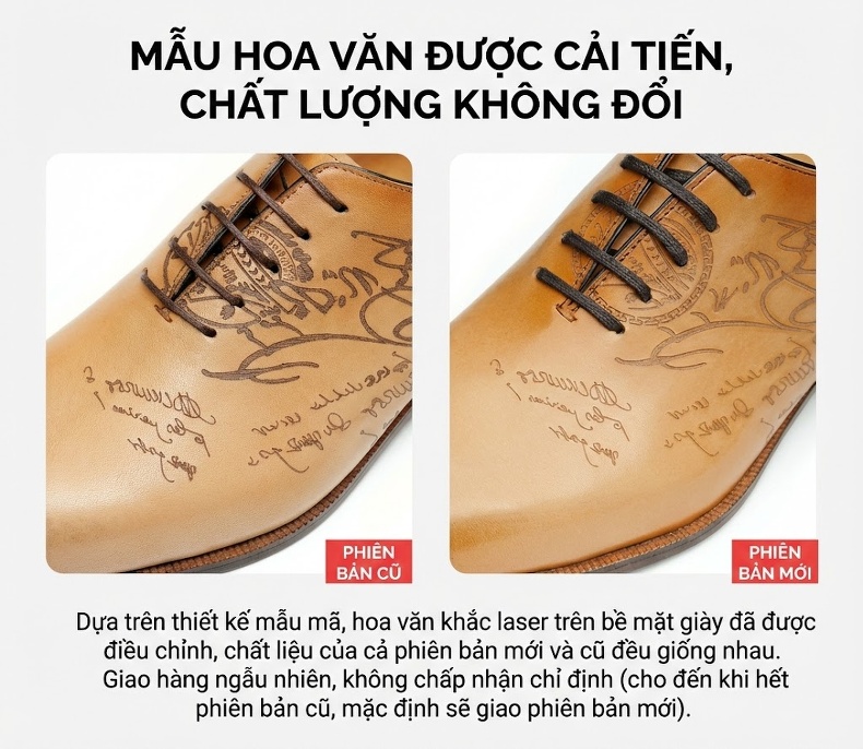 Giày Tây Buộc Dây Nam Da Bò Điêu Khắc Chiều Cao Đế Khoảng 3cm Màu Nâu, Đen chi tiết 1