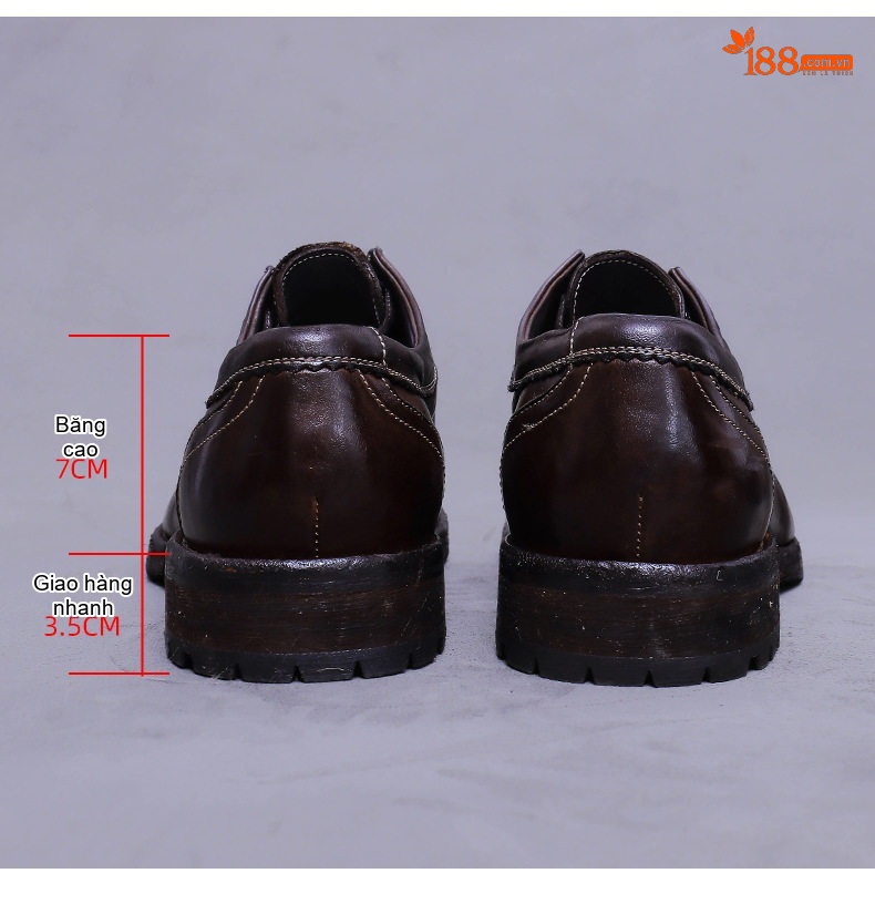 Giày Tây Buộc Dây Nam Da Bò Goodyear Chiều Cao Đế Khoảng 3cm Màu Đen, Nâu chi tiết 20