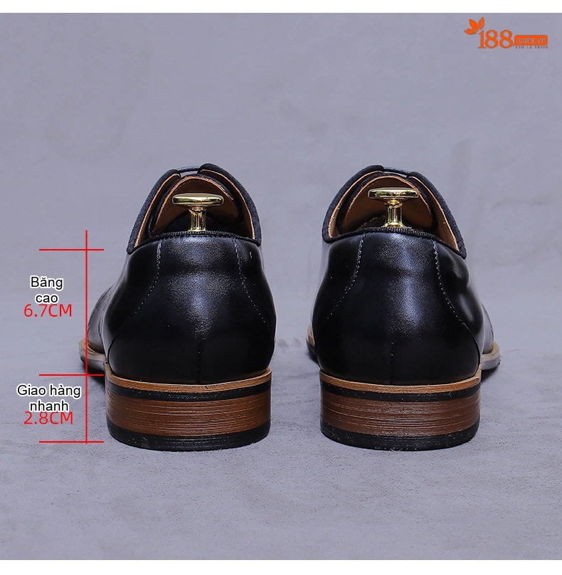 Giày Tây Buộc Dây Nam Da Bò Họa Tiết Chiều Cao Đế Khoảng 3cm Màu Nâu, Đen chi tiết 22