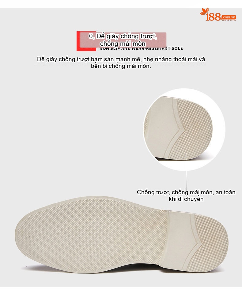 Giày Tây Buộc Dây Nam Da Bò Lộn Brogue Chiều Cao Đế Khoảng 3cm Màu Nâu, Đen chi tiết 8