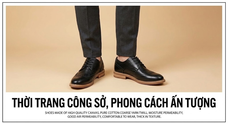 Giày Tây Buộc Dây Nam Da Bò Lộn Brogue Chiều Cao Đế Khoảng 3cm Màu Nâu, Đen chi tiết 10