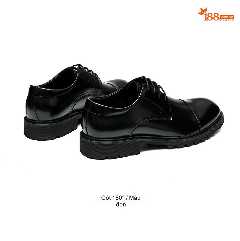 Giày Tây Buộc Dây Nam Da Bò Lớp Đầu Chiều Cao Đế Khoảng 3.5cm Màu Đen, Nâu Đỏ chi tiết 13