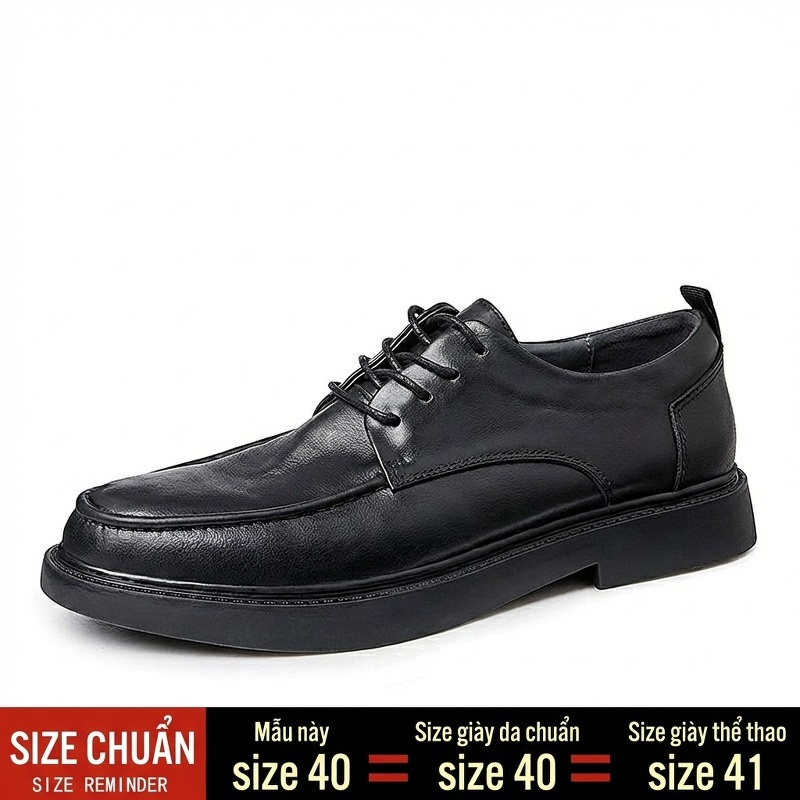 Giày Tây Buộc Dây Nam Da Bò Mềm Chiều Cao Đế Khoảng 3cm Màu Đen, Nâu