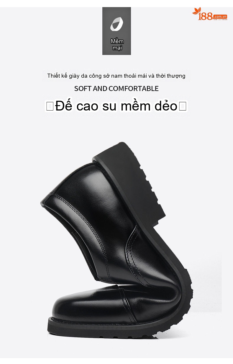 Giày Tây Buộc Dây Nam Da Bò Phong Cách Anh Chiều Cao Đế Khoảng 3cm Màu Đen chi tiết 7