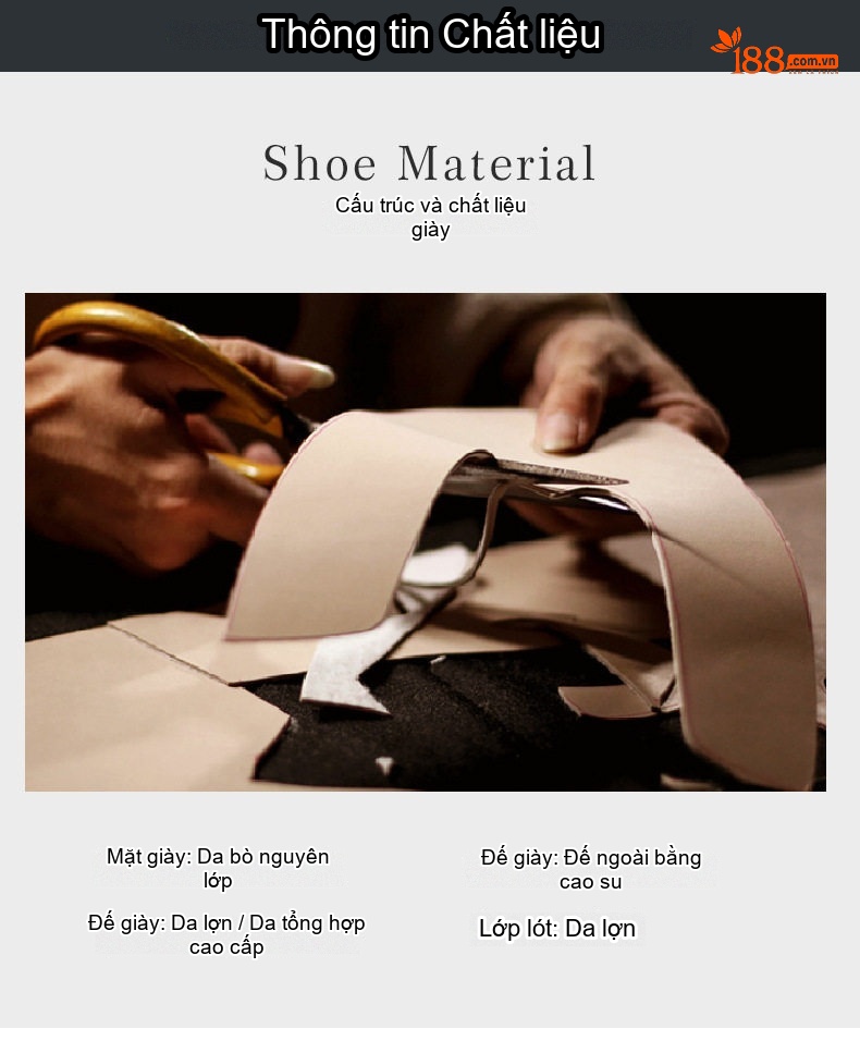 Giày Tây Buộc Dây Nam Da Bò Vân Cá Sấu Chiều Cao Đế Khoảng 3cm Màu Đen, Nâu, Đỏ chi tiết 2