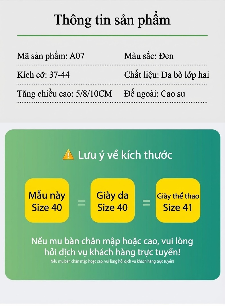 Giày Tây Buộc Dây Nam Da Bóng Brogue Chiều Cao Đế 5cm Tăng Chiều Cao 8cm Màu Đen chi tiết 6