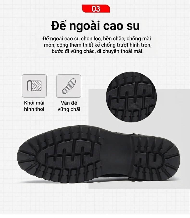Giày Tây Buộc Dây Nam Da Bóng Brogue Chiều Cao Đế Khoảng 4cm Màu Đen, Nâu chi tiết 12
