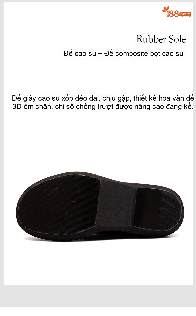 Giày Tây Buộc Dây Nam Da Bóng Brogue Chiều Cao Đế Khoảng 4cm Màu Đen, Nâu chi tiết 13