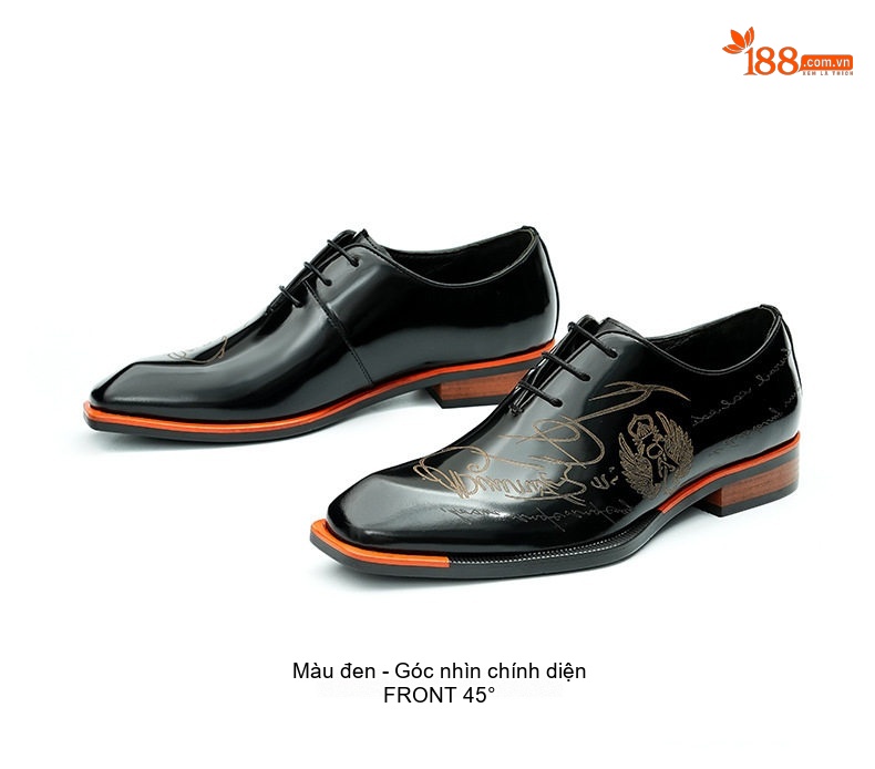 Giày Tây Buộc Dây Nam Da Bóng Chiều Cao Đế Khoảng 3cm Màu Đen chi tiết 15