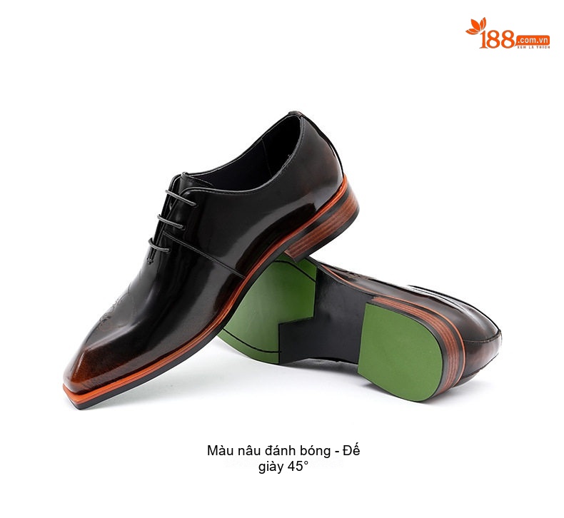 Giày Tây Buộc Dây Nam Da Bóng Chiều Cao Đế Khoảng 3cm Màu Đen chi tiết 17