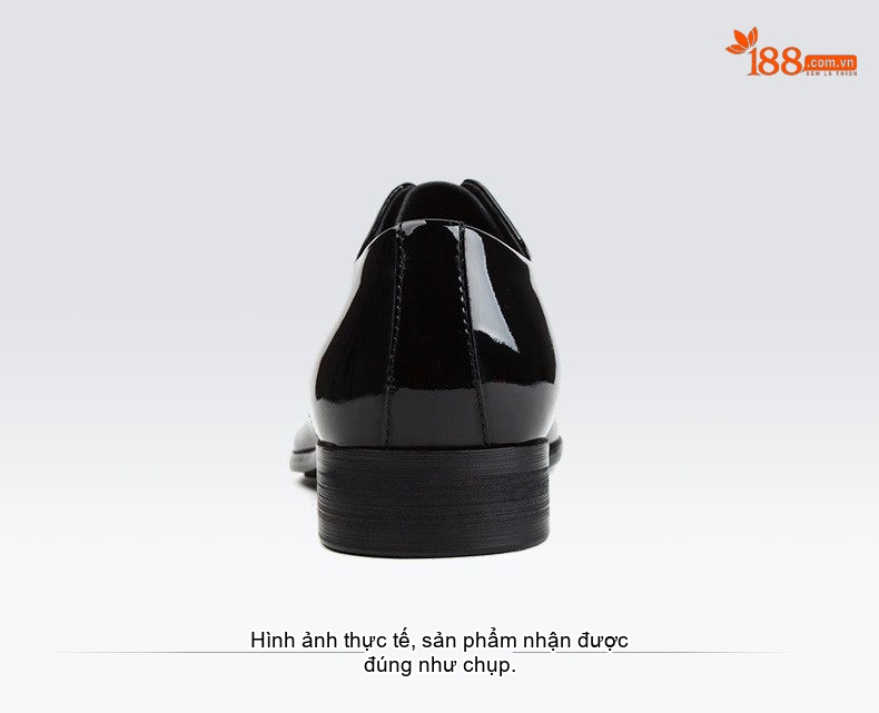 Giày Tây Buộc Dây Nam Da Bóng Chiều Cao Đế Khoảng 3cm Màu Đen chi tiết 2
