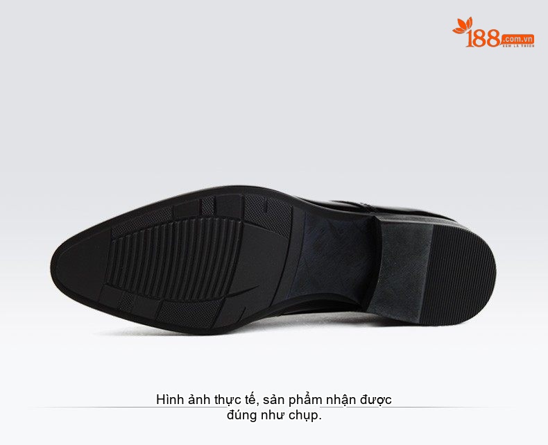 Giày Tây Buộc Dây Nam Da Bóng Chiều Cao Đế Khoảng 3cm Màu Đen chi tiết 3